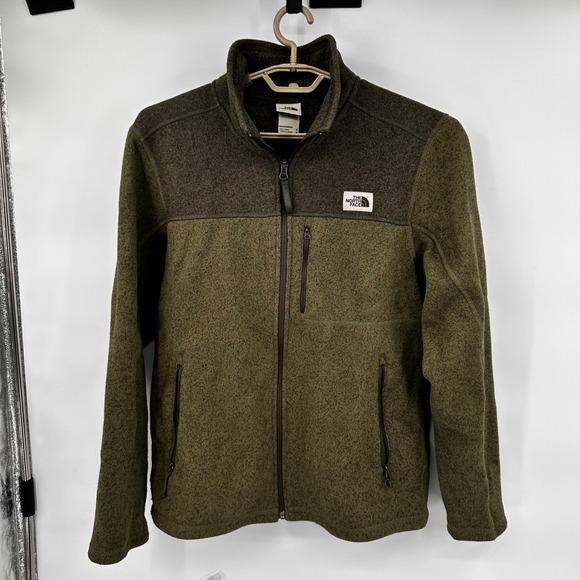 The North Face Mens Full Zip Fleece Jacket Olive Green Size M Outdoor - Picture 1 of 5